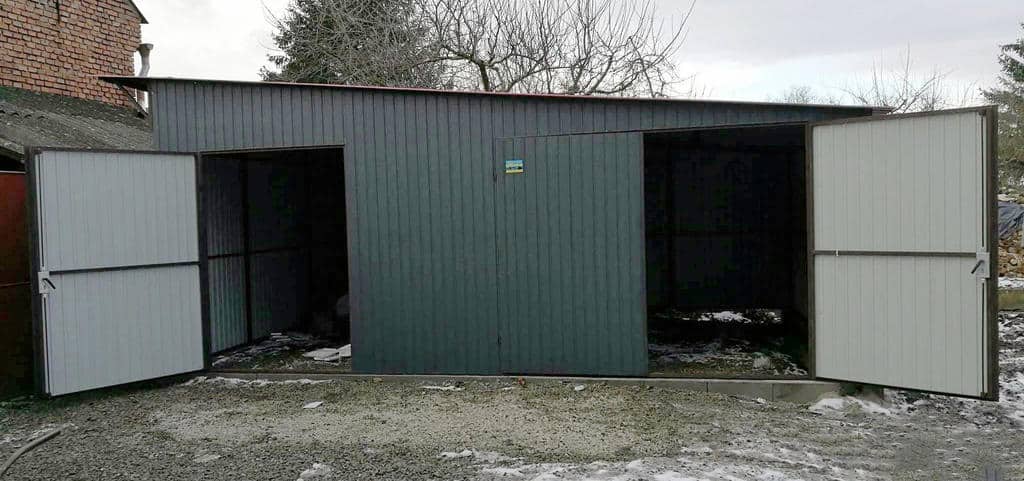 Plechová garáž 6,5x4,5 m - grafit tmavý