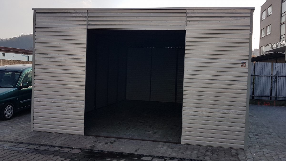 Plechová garáž 5,5x8,0m - stříbrný