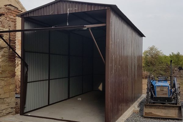 Vorgefertigte Stahlhalle 3×6m- Dunkelbraun matt
