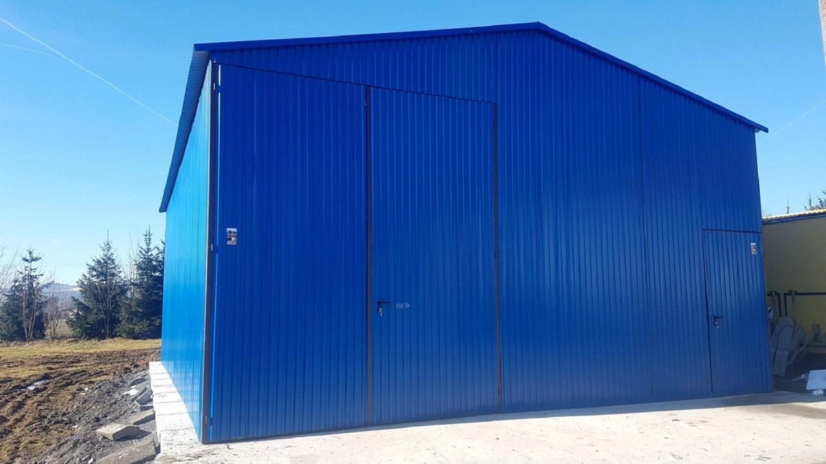 Vorgefertigte Stahlhalle 7×10m- blau
